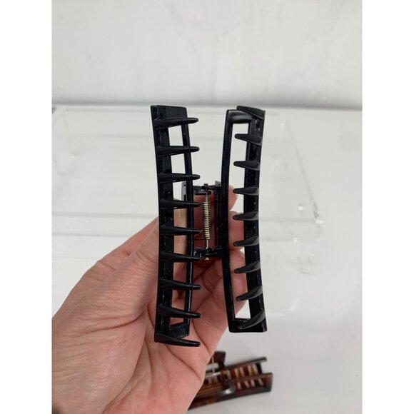 2 Unmarked Hair Clips Brown Black Great for Flipped Ponytail French Twist Hold - Picture 4 of 5